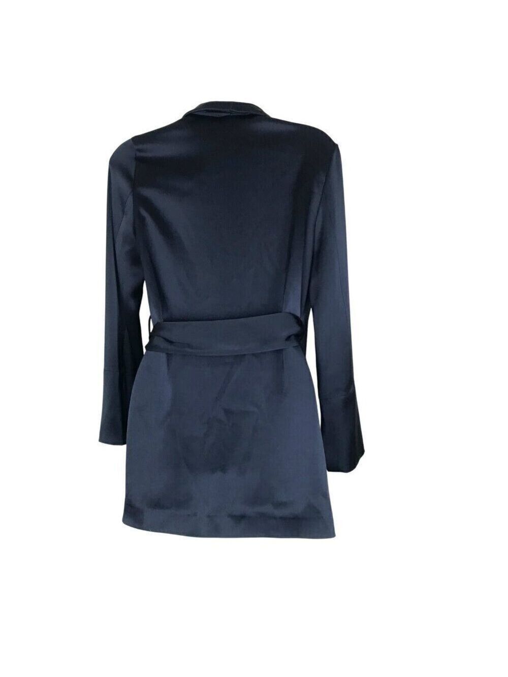 Nanushka Opium Satin Wrap Jacket Navy Blue Size XS - Picture 6 of 8
